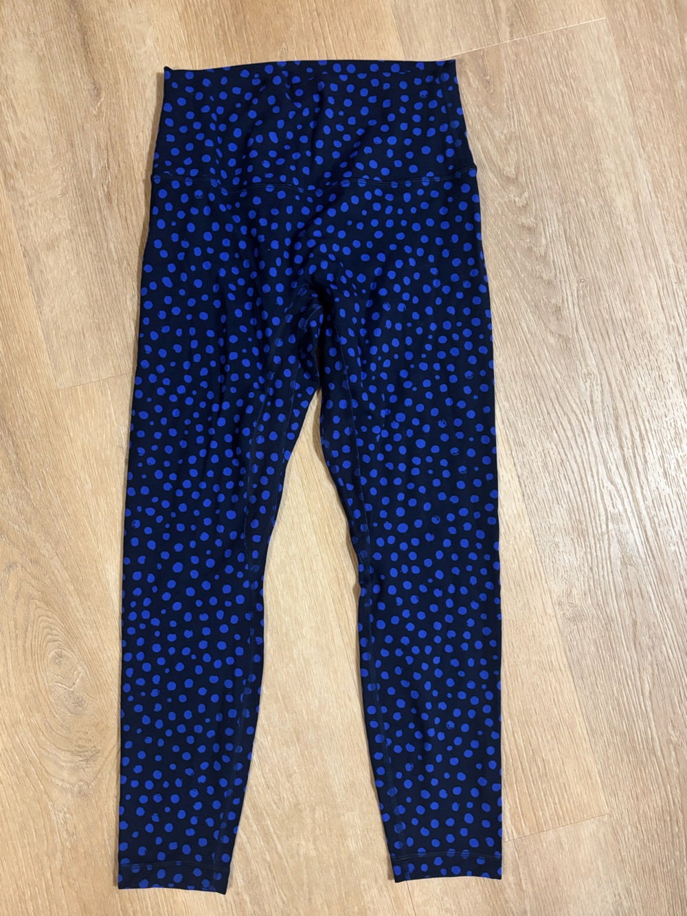lululemon athletica Black Leggings with Blue Polka Dot Print